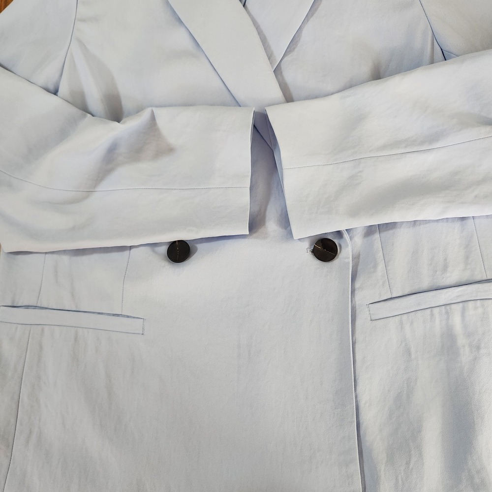 Everlane The Drapey Blazer Pastel Blue Double Breasted Size 12 Lined Boyfriend - Picture 7 of 14